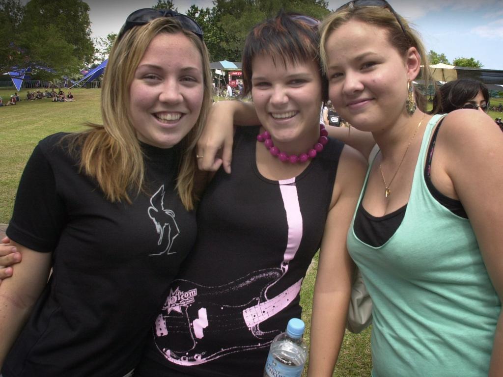 Bass in the grass: Catherine Murray, Chantelle Buttigieg and Dani Greid. Picture: SUSAN BOWN