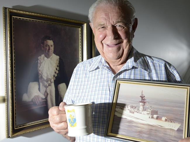 Former Geelong Mayor John Holt in 2013. He was mayor the previous time a US Navy ship visited here in 1976.