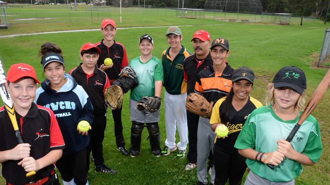 Softball Campbelltown representatives. Pictured (L-R) Lachlan Wallis, Pania Nicholson, Sebastian Tanti, Jack Wallis, Davis Haworth, Joshua Ryan, Gary Nicholson, Jack Morel, Mia Rudolph and Dean Barlow.