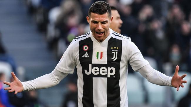 Cristiano Ronaldo denies raping former model Kathryn Mayorga. Picture: AFP