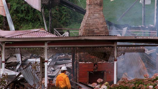 Burnt-out Seascape guesthouse after Bryant’s capture. Picture: Leigh Winburn