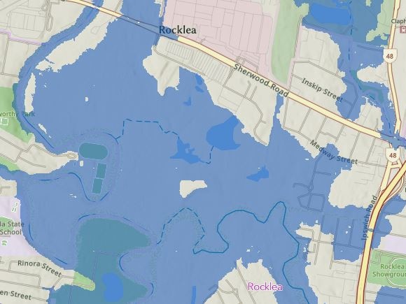 Brisbane flood mapping for Cyclone Alfred: Rocklea