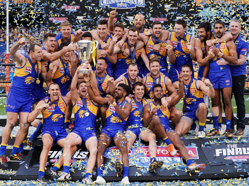 Eagles players celebrate their premiership success; but will they be SuperCoach stars in 2019?