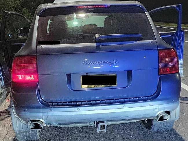 Police found the car to be unregistered and displaying false plates. Picture: NSW Traffic and Highway Command police