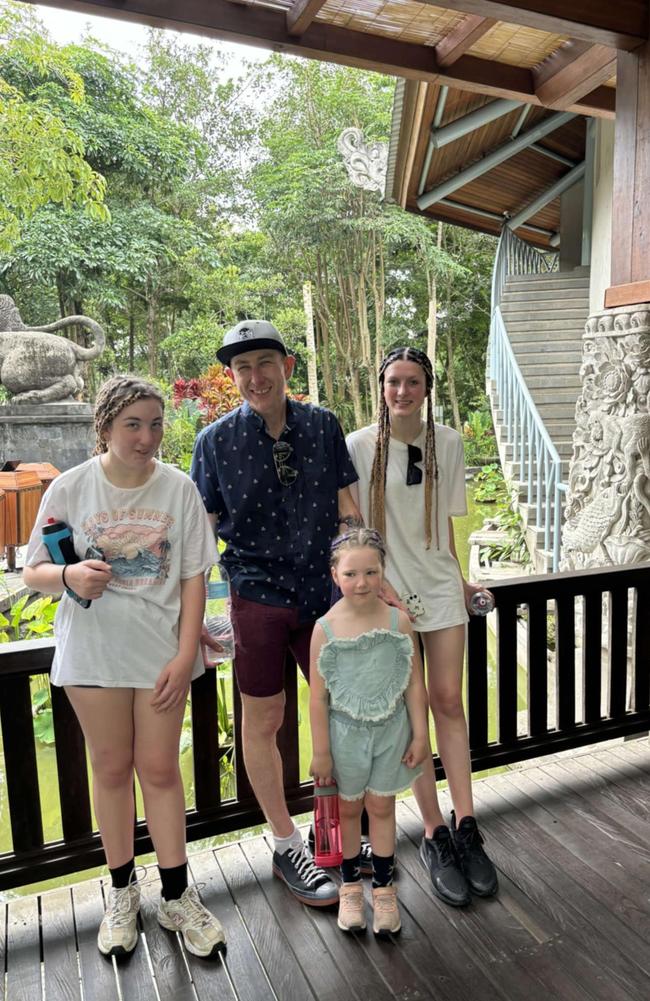 Aldi store manager Aaron Nordbye and his girls are stranded in Bali due to the volcano.