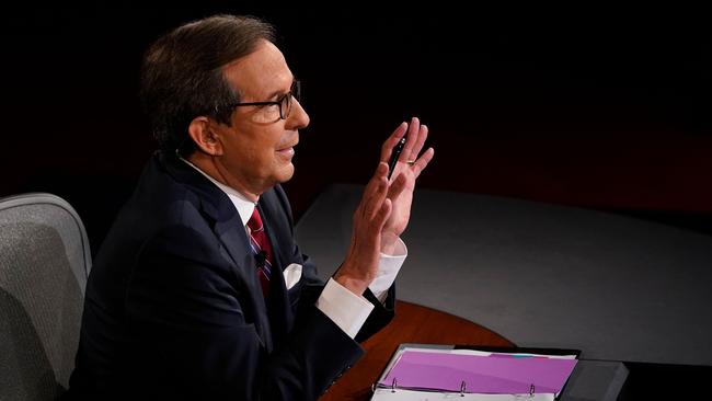 Moderator and Fox News anchor Chris Wallace had a tough time in the hot seat. Picture: Morry Gash/AFP