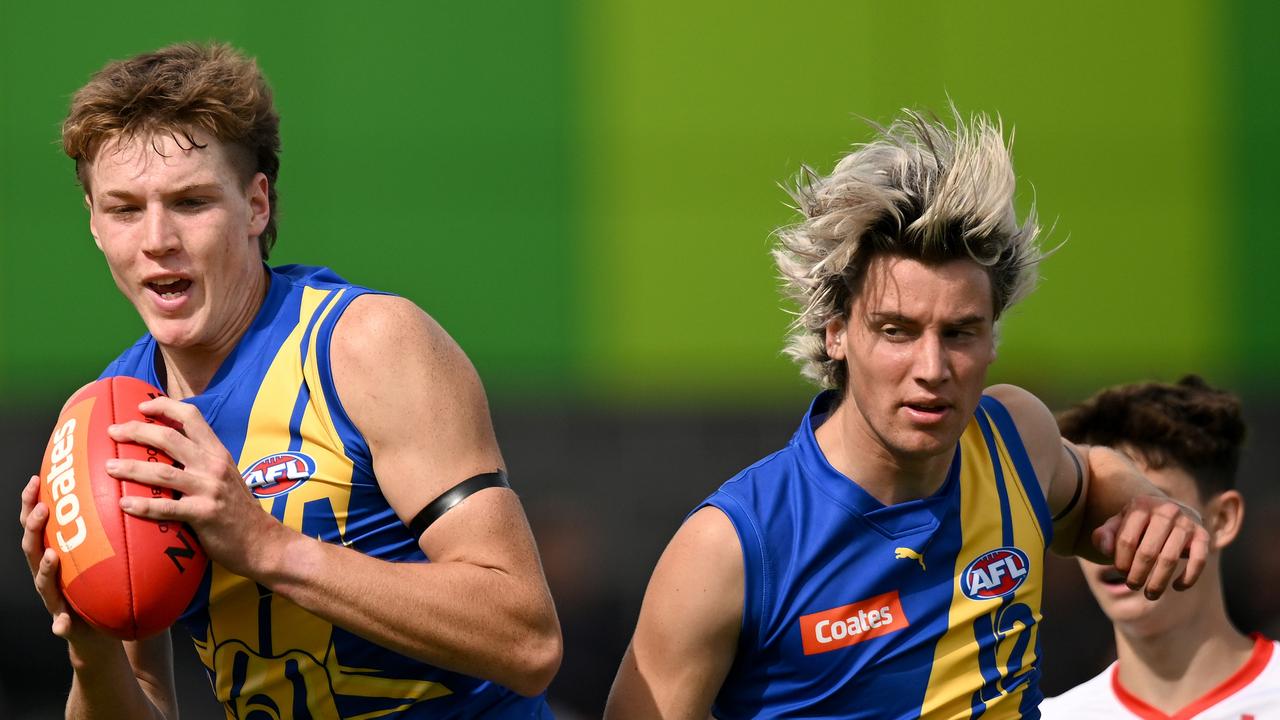 Logan Morris takes a mark for the Western Jets on Saturday. Picture: Getty Images