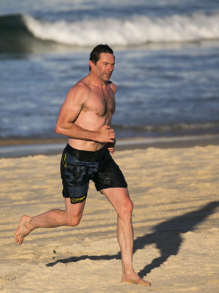 Hugh Jackman enjoys taking a swim at North Bondi when staying there. Picture: Dylan Robinson