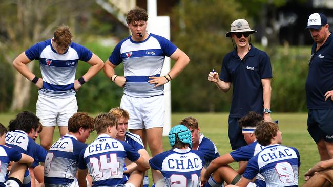 CHAC players TAS First XV rugby schoolboy match between CHAC and St Columban's Saturday April 29, 2023. Picture, John Gass