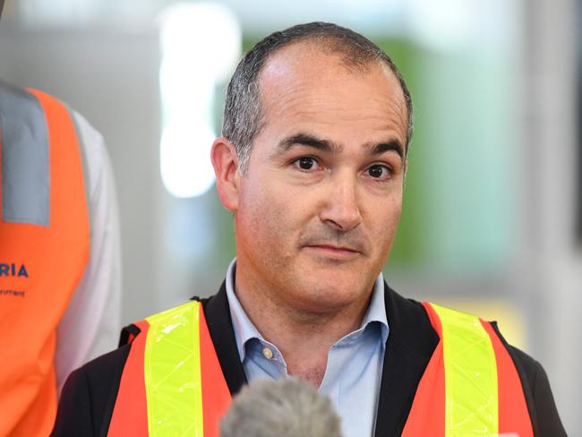 Deputy Premier James Merlino addresses the media at the  new Pakenham Primary School in Melbourne, Wednesday, November 7, 2018.  A re-elected Andrews' Labor Government claims it will open one hundred new schools across Victoria over eight years. (AAP Image/James Ross) NO ARCHIVING