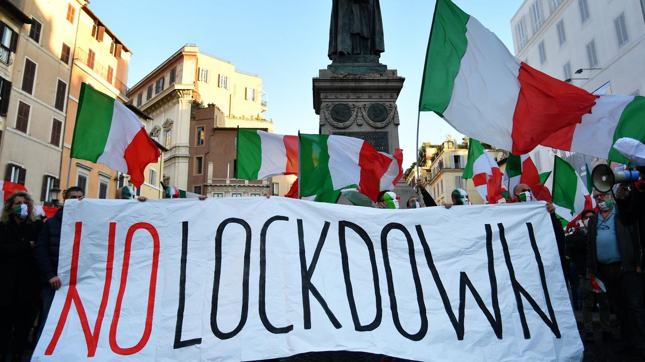 Protesters in Rome on the weekend. Picture: Alberto Pizzoli/AFP