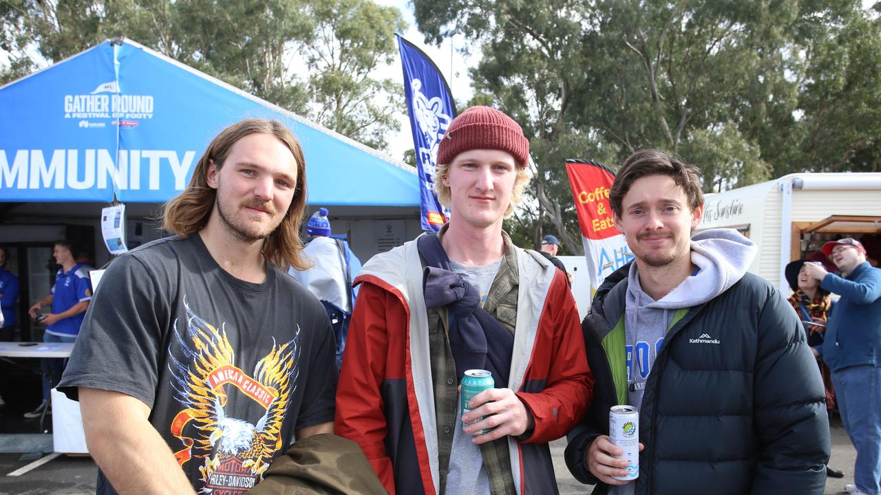 Footy fans soak up the action in SA for Saturday’s offering of Gather Round clashes. Picture: Brett Hartwig