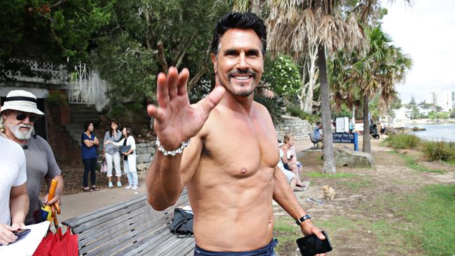 Don Diamont from he Bold and the Beautiful waving to fans before going on set at Shelly Beach Manly. Picture: Adam Yip/ The Manly Daily