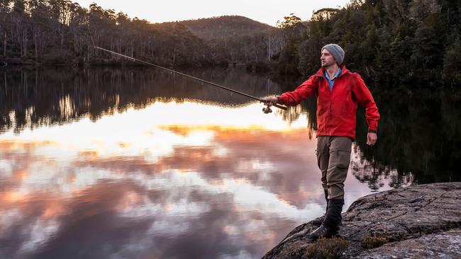 Walker and trout fisher Richard Webb trout fishing on Halls Island on Lake Malbena in the Walls of Jerusalem National Park. Picture: Chris Crerar