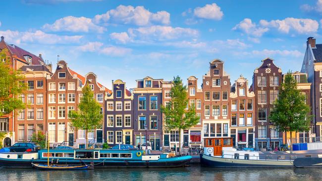 Panoramic view of the historic city centre of Amsterdam.