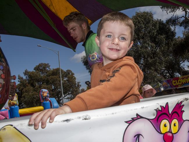 Levi Mundy riding the tea cups at the 2024 Swan Hill Show Picture: Noel Fisher