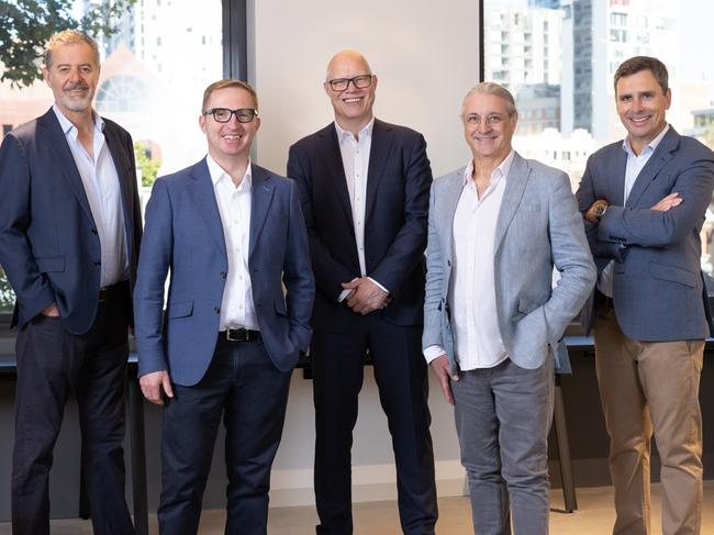 Downsizer co-founder Damian Morgan, Deposit Power general manager Brent Davidson, Downsizer Co Founders Mark Macduffie and Michael Kelly and Correlation Australia Holdings director Lance Warner. Picture:  Stephen Cooper