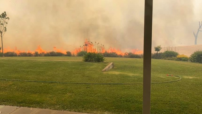 Fire came within frighteningly close to Angus Campbell's Woodside home. Picture: Angus Campbell