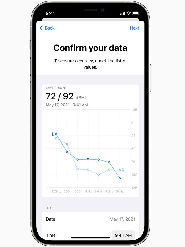 Entering audiogram data into an iPhone