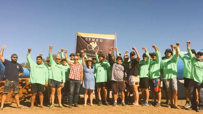 Keppel MP Brittany Lauga on the picket line with the locked out Oaky North miners.