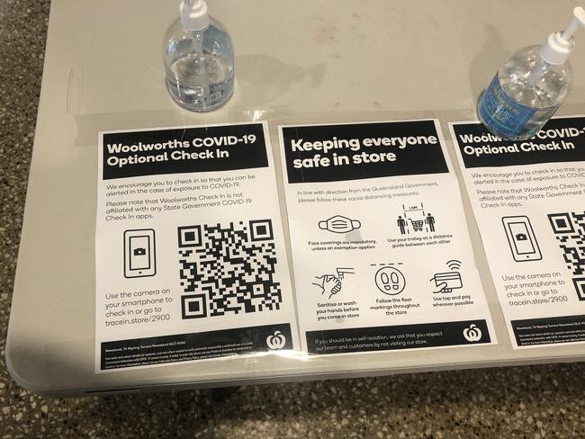 Woolworths Gasworks has an optional QR code check-in system in place. Picture: Shiloh Payne