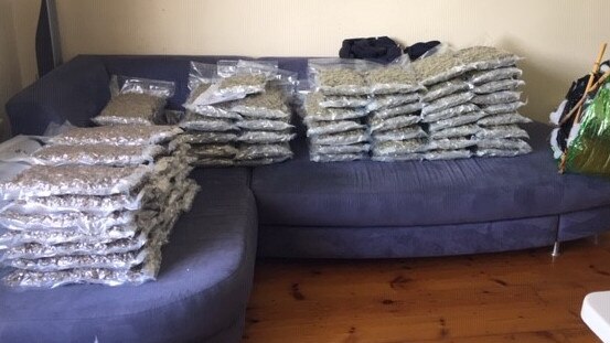 Bags of cannabis found inside the Northfield property. Picture: AFP