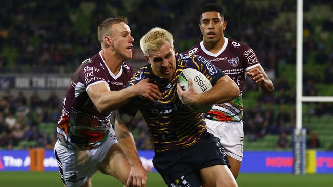 Cameron Munster scored the opening try for the Storm against Manly. Picture: Daniel Pockett/Getty Images