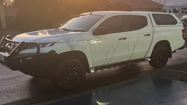 The stolen Mitsubishi ute vehicle. Police are asking anyone who has witnessed anything that could help police to contact Crime Stoppers. Picture: SAPOL