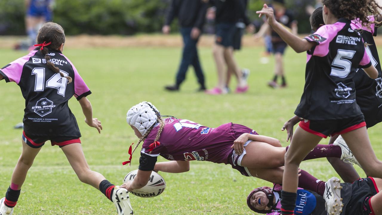 Dalby’s Nevaeh Horswood against Valleys during a Walker Weekend Challenge match at John McDonald Sports Complex. Picture: Kevin Farmer