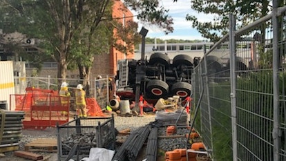 Staff and students of the school escaped injury after a crane fell onsite. Picture: ABC Adelaide