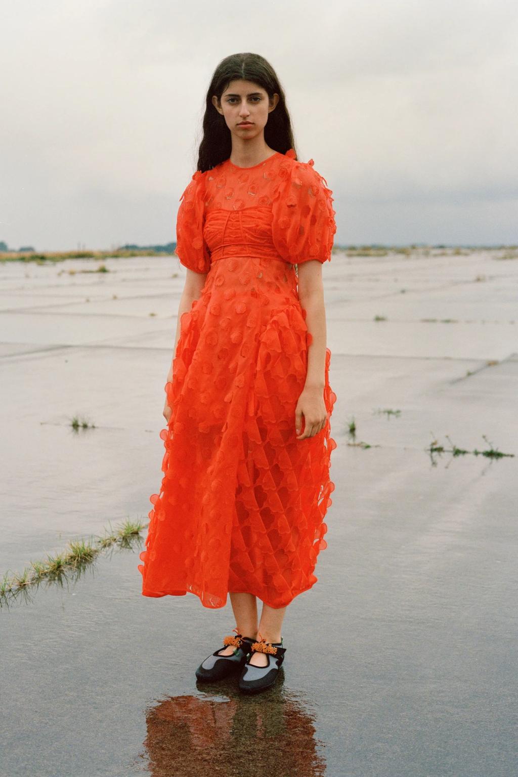 Crepe Couture Midi Dress for Woman in Red