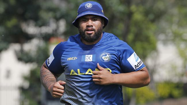 Junior Paulo from the Parramatta Eels NRL team pictured at Old Saleyards Reserve in North Parramatta for the first training session of the new season. Picture: Richard Dobson