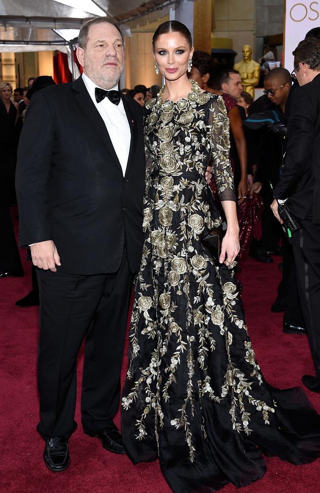 Harvey Weinstein and wife, fashion designer Georgina Chapman, at the Academy Awards in 2015. Picture: Kevork Djansezian