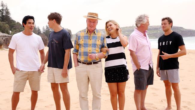 Long time Home And Away actor Ray Meagher with fellow cast members James Stewart, Tim Franklin, Ray Meagher, Sophie Dillman, Shane Withington and Paddy O'Connor. Picture: Sam Ruttyn