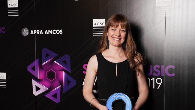 Angela Little poses after winning the Best Music for a Short Film category at the annual Screen Music Awards at Forum Melbourne in Melbourne. AAP/Stefan Postles