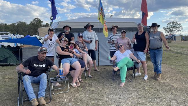 The G-Spot Campsite: Emily Barker, Lisa Barker, Graeme Barker, Lillie Brahe, Maree Tyne, Cindy and Paul Younie, Scott Fischer, Mick and Lisa Ryder, Allan and Lesley Davies. Picture: Christine Schindler