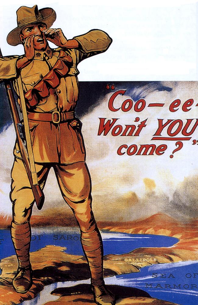 WWI army recruitment poster A Call From the Dardanelles by artist HM (Harry) Burton.