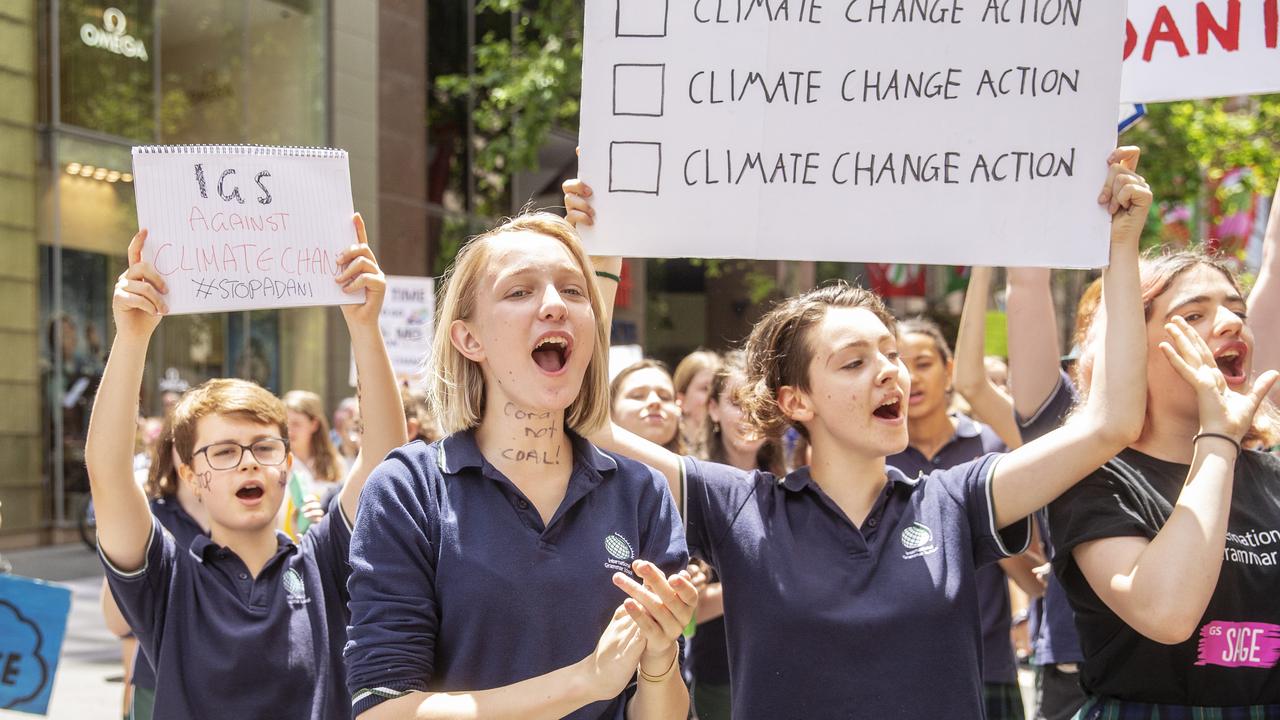 Students at Sydney’s Martin Place. Picture: Jenny Evans