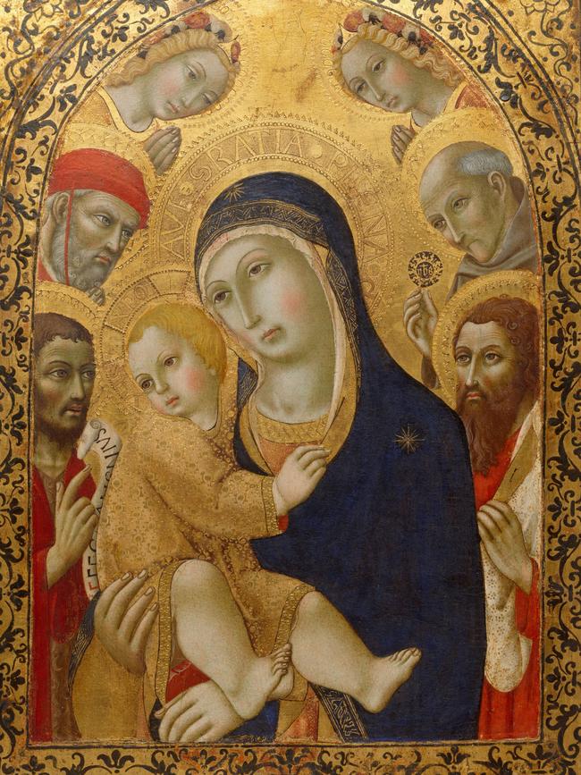 'Madonna and Child with Saints Jerome, John the Baptist, Bernardino and Bartholomew', Sano di Pietro, 1450-1481.