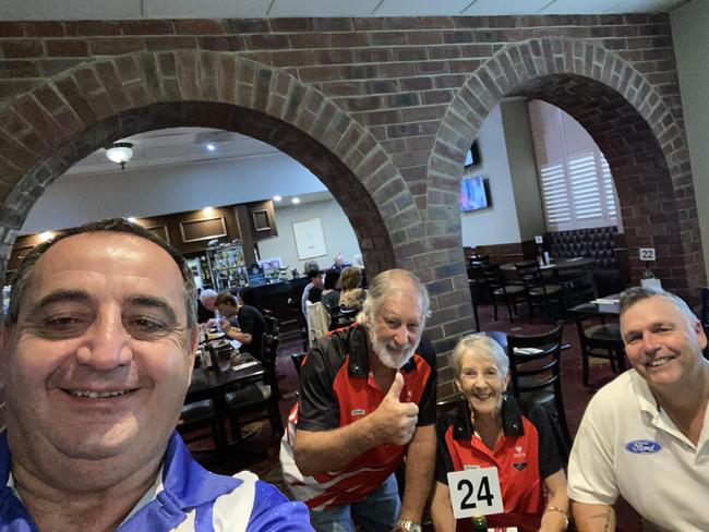 The NT teams on the Aussie Muscle Car Rally: Gordon Jabour president of the NT Classic Ford Club, Alan and Julie Stalker from the Classic Holden Car Club and Tim Bryan, vice-president of the NT Classic Ford Club.