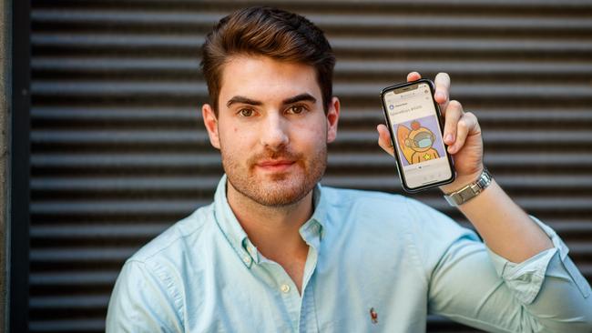 The Advertiser’s crypto enthusiast and journalist Patrick James, with his SpaceBoys NFT. Picture: Matt Turner