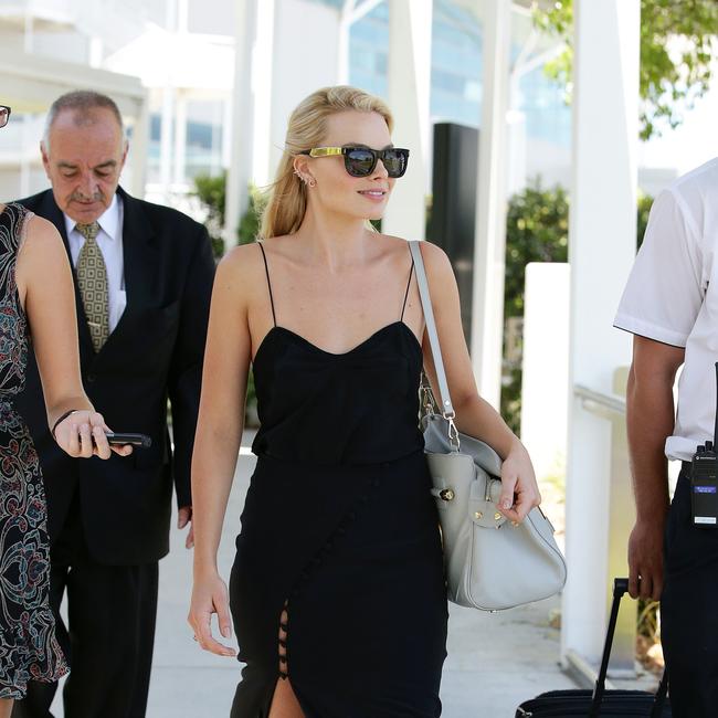 Australian Actress and Gold Coast girl Margot Robbie arrives at Brisbane International Airport from L.A. Photographer: Liam Kidston.