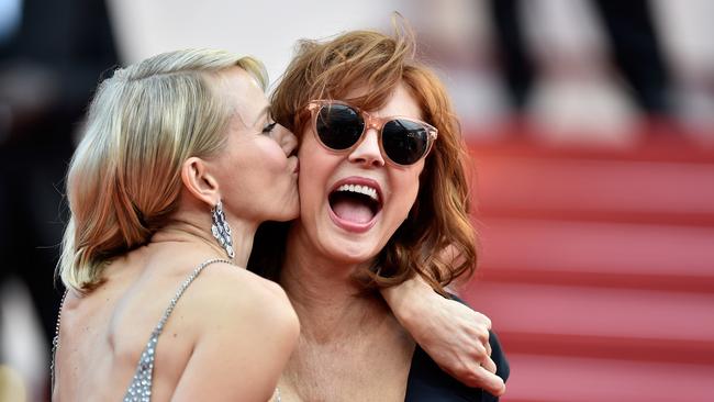 Naomi Watts and Susan Sarandon attend the Money Monster premiere during the 69th annual Cannes Film Festival.