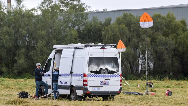 Police said forensic testing on the human remains were under way, with the body too decomposed to determine the victim’s age or sex. Picture: Brenton Edwards