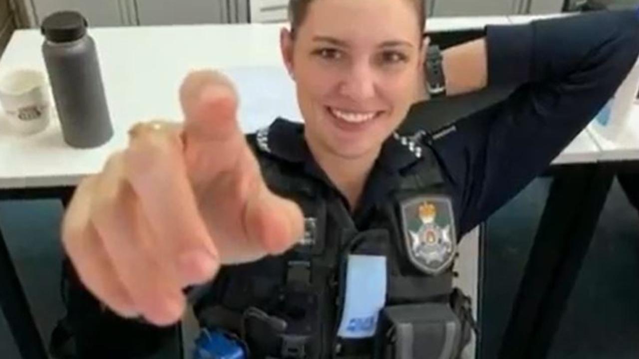 Constable Rachel McCrow was honoured by a classmates from the Townsville Police Academy. Picture: Sky News,