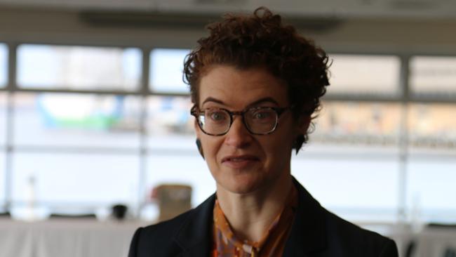 Australian Electoral Officer for Tasmania Hannah Brown speaks to the media in Hobart on April 22, 2022.