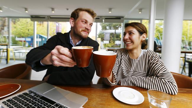 Pictured at Lazenby's, University of Tasmania are students Dylan Keegan and Angela Abolhassani. PICTURE : MATT THOMPSON