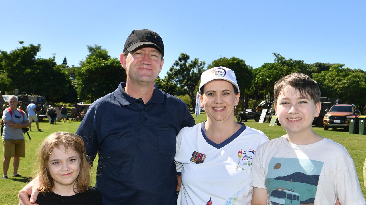 Legacy Centenary Torch Relay and community day at Jezzine Barracks. Daniel and Frith Rojo with Elannise, 10, and Dominic, 13. Picture: Evan Morgan