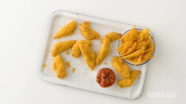 Air fryer Doritos-crumbed chicken tenders