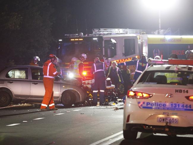 Emergency services at the scene of a fatal accident on Richmond Road, Berkshire Park